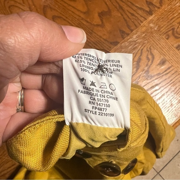 Frank & Oak Tencel and Linen Blend Button Front Trouser Pants in Mustard Sz 4 - Picture 10 of 16